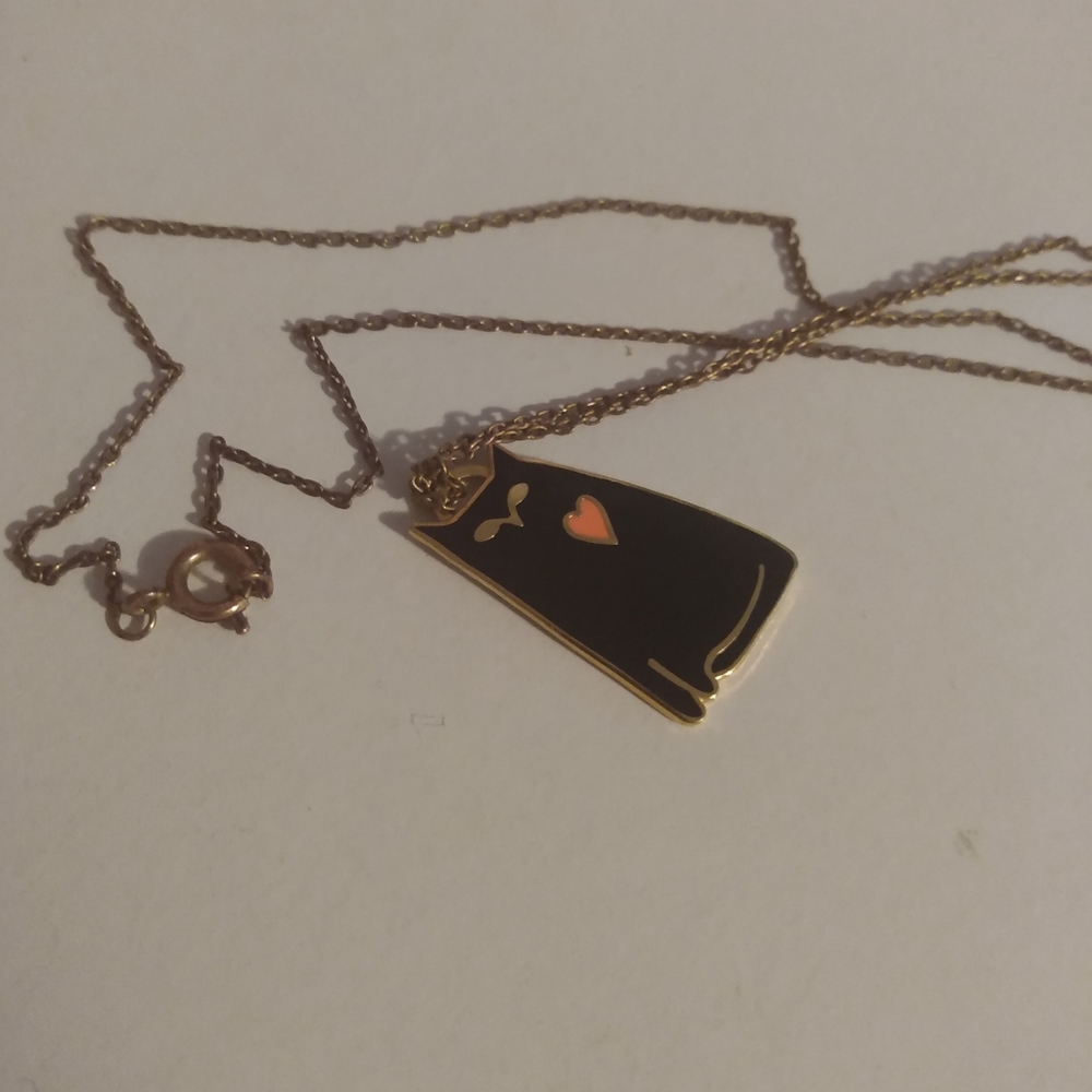 Black Cat Heart Necklace ♥️